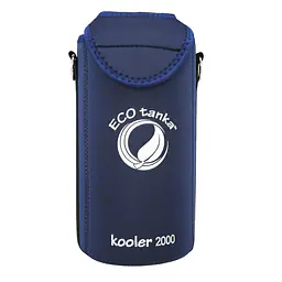 ecotanka XL Kooler Cover in dark blue, made of neoprene material for insulation and protection, fits 2.0L single-wall and double-wall ecotanka bottles, durable and reusable.