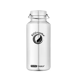 ecotanka 2.0L thermoTANKA double-wall vacuum insulated stainless steel bottle with durable Mega Stainless Steel Lid (MSS) featuring extra strong square carry handle, made from 100% pure 304 stainless steel, BPA-free and reusable.