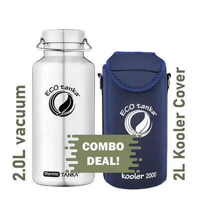 ecotanka thermoTANKA 2L w/ Mega S. S. Lid & Kooler Cover – Dark Blue Combo primary image