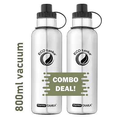 ecotanka thermoTANKA 800ml Double-Wall Vacuum Bottle with Sports Lid – Twin Pack primary image