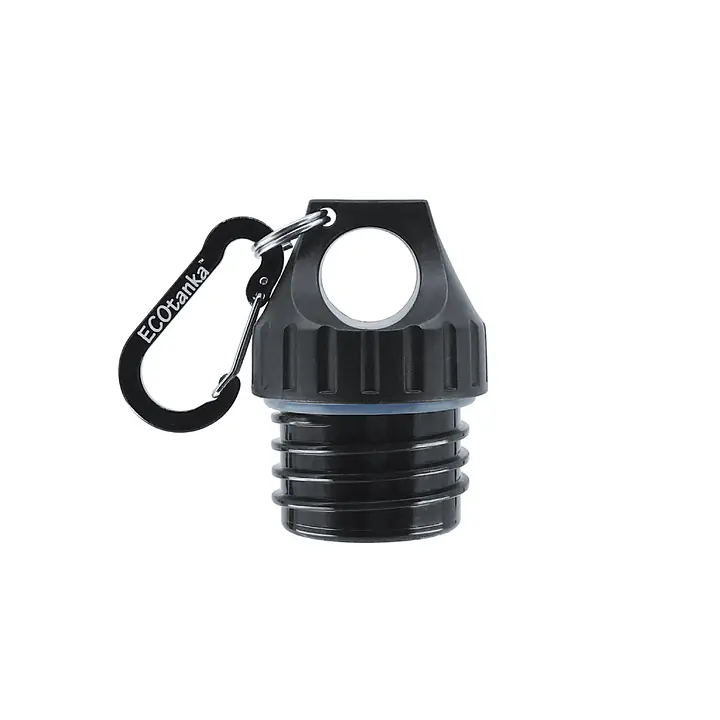 ecotanka Poly Loop Lid, durable and lightweight insulated plastic lid with aluminium carabiner for easy carrying, BPA-free and compatible with 350ml-1200ml ECOtanka bottles.