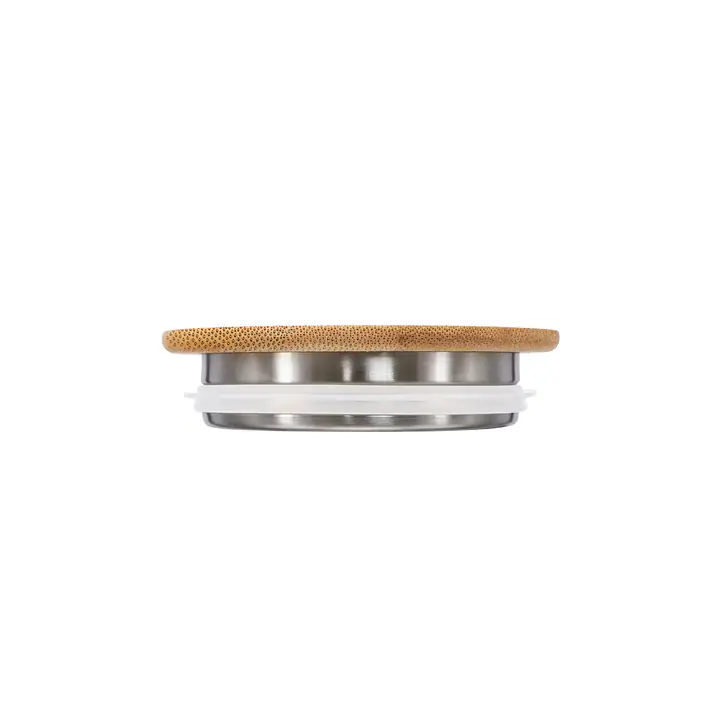 ecotanka Bamboo & Stainless Steel Lid (BSL-02), eco-friendly replacement lid with natural bamboo top and 100% premium 304 stainless steel base, BPA-free, LFGB silicone seal, compatible with UrbanGo Cup.