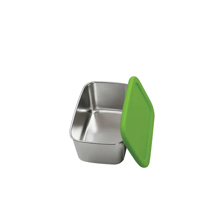 ecotanka 650ml stainless steel pocketBOX with air-tight BPA-free LFGB and FDA standard silicone lid, compact and durable reusable food container, dishwasher safe, keeps food fresh longer, eco-friendly.