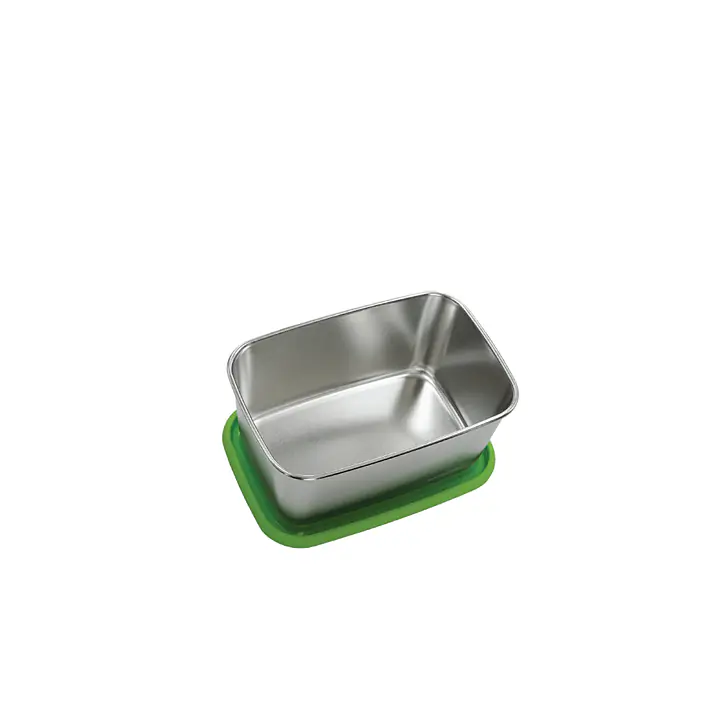 ecotanka 650ml stainless steel pocketBOX with air-tight BPA-free LFGB and FDA standard silicone lid, compact and durable reusable food container, dishwasher safe, keeps food fresh longer, eco-friendly.