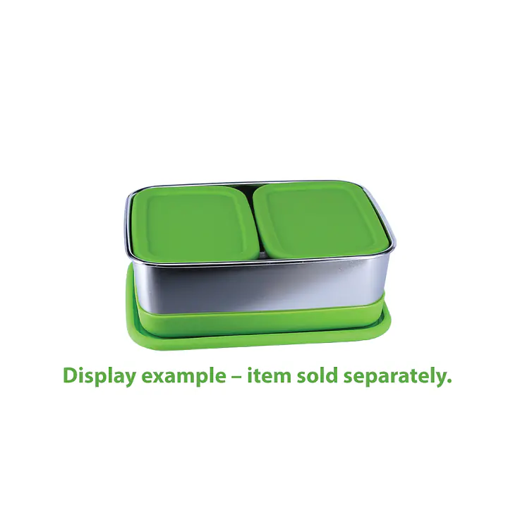 ecotanka 2.0L stainless steel foodBOX fitting 2 of 650ml stainless steel pocketBOX with air-tight BPA-free LFGB and FDA standard silicone lid, compact and durable reusable food container, dishwasher safe.