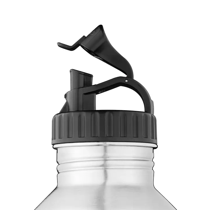 ecotanka 2L megaTANKA single-wall stainless steel water bottle, lightweight and coating-free with laser-printed logo, featuring durable Mega PP Lid with carry loop and convenient spout, BPA-free and reusable.