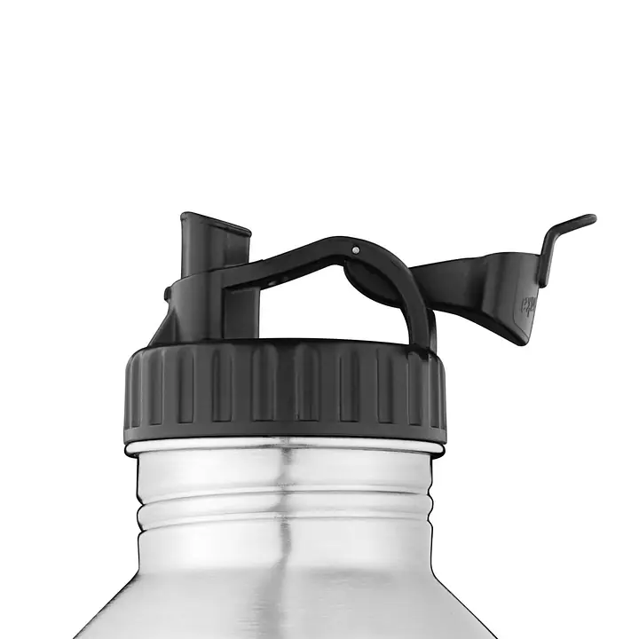 ecotanka 2L megaTANKA single-wall stainless steel water bottle, lightweight and coating-free with laser-printed logo, featuring durable Mega PP Lid with carry loop and convenient spout, BPA-free and reusable.