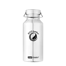 ecotanka 2L megaTANKA single-wall stainless steel water bottle, lightweight and coating-free with laser-printed logo, featuring durable Mega Stainless Steel Lid (MSS) made from 100% pure 304 stainless steel with extra strong square carry handle, BPA-free and reusable.