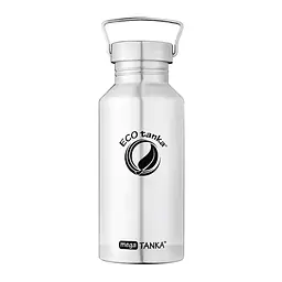 ecotanka 2L megaTANKA single-wall stainless steel water bottle, lightweight and coating-free with laser-printed logo, featuring durable Mega Stainless Steel Lid (MSS) made from 100% pure 304 stainless steel with extra strong square carry handle, BPA-free and reusable.