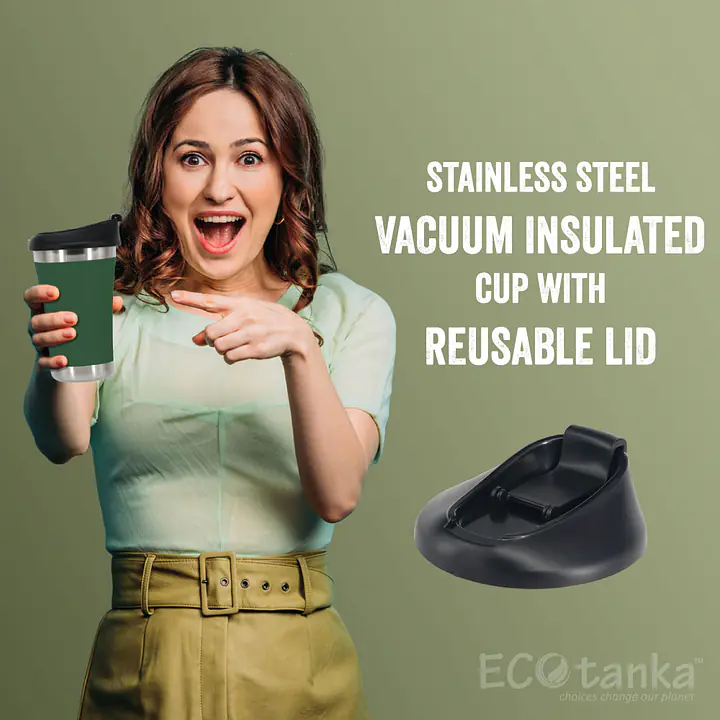  ecotanka 350ml UrbanGo Cup with push-on pp lid, reusable, BPA-free, keeps drinks hot or cold.