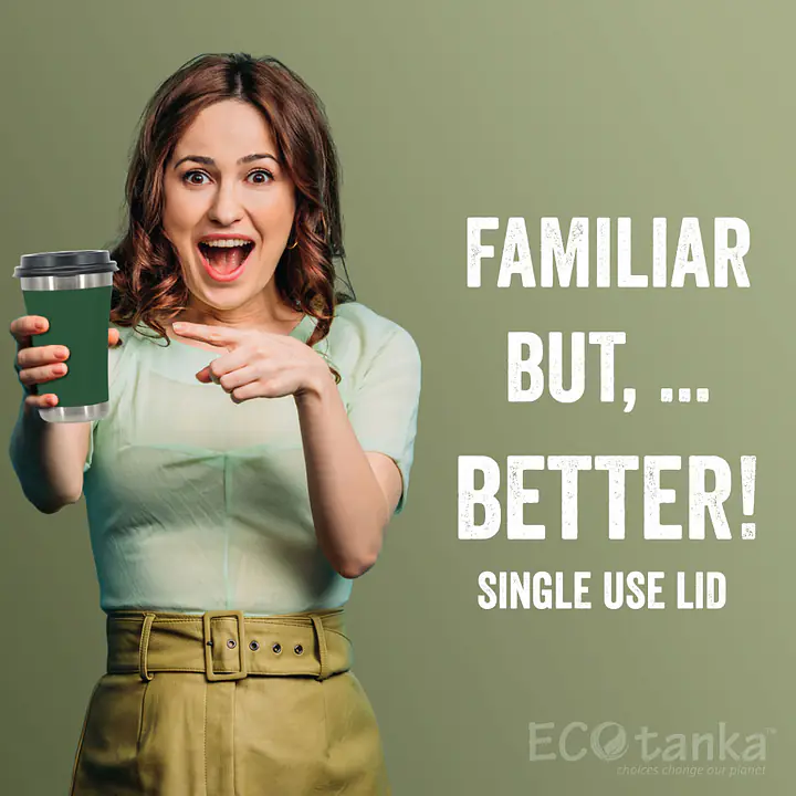  ecotanka 350ml UrbanGo Cup also matching common single-use paper cup lid in most coffee shops