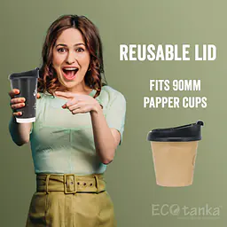 ecotanka bamboo and stainless steel lid (BSL-01 Lid) is also designed to match most medium-sized paper take-way cups in most coffee shops