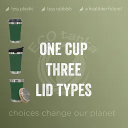 ecotanka 350ml UrbanGo Cup with Push-On PP Lid, vacuum insulated stainless steel cup with a sleek comfortable grip designed for active urban lifestyles, featuring durable BPA-free push-on lid interchangeable with most single-use takeaway paper cup lids, keeps drinks hot or cold for hours, reusable.